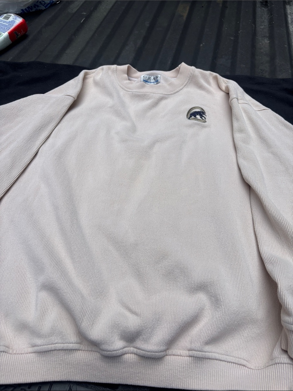 Gear For Sports Men's Crewneck Sweater in Light Beige with Embroidered Logo.